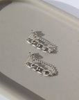 925 sterling silver alex chain stud earrings handmade by token jewelry, featuring 4 links of our favorite Alexandra Chain attached to a small section of our La Mer chain.