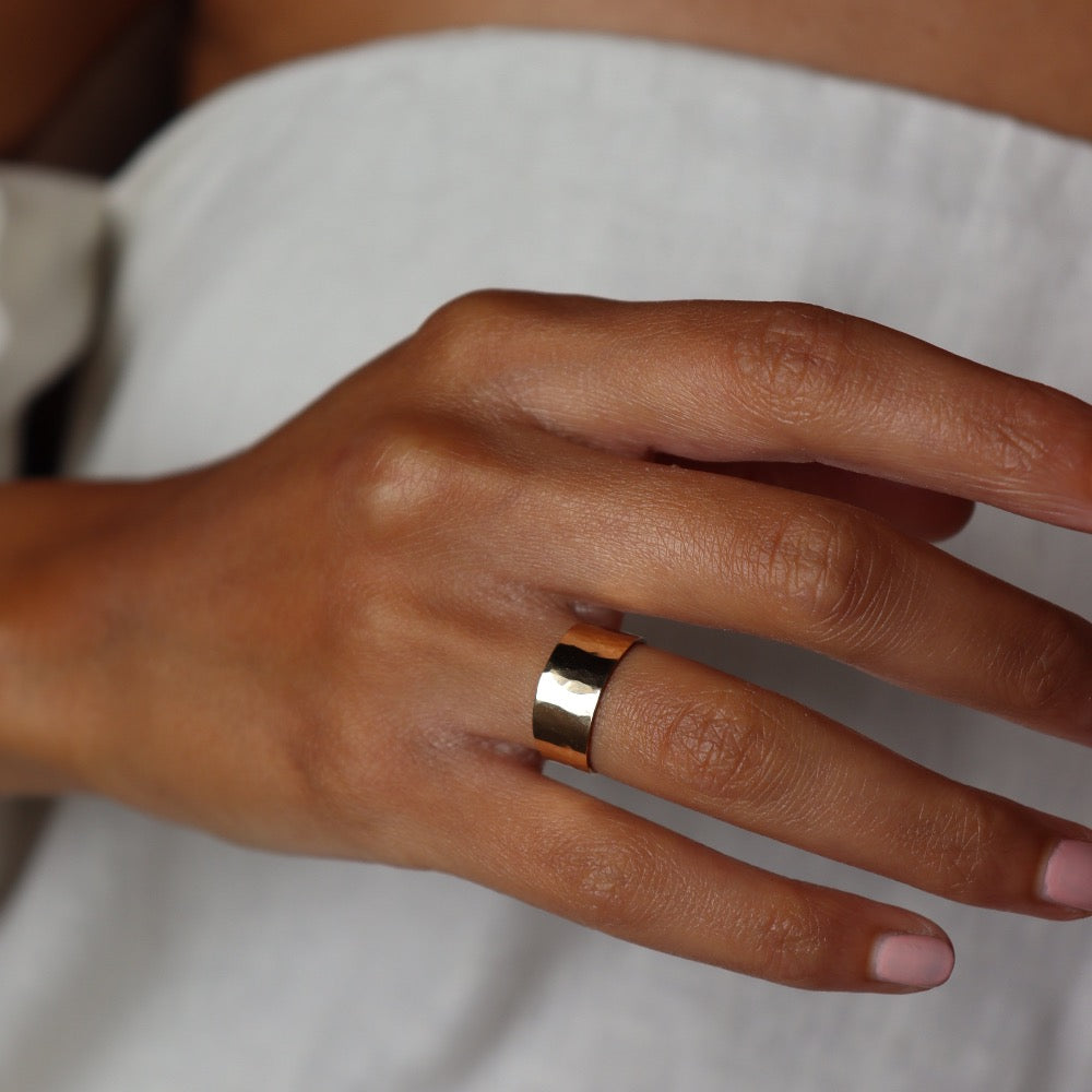 Model wearing 14k gold fill Luxe ring