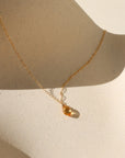 November Necklace — 14K gold fill or sterling silver necklace with a citrine marquise gemstone, November’s birthstone, lightweight and versatile for everyday wear.
