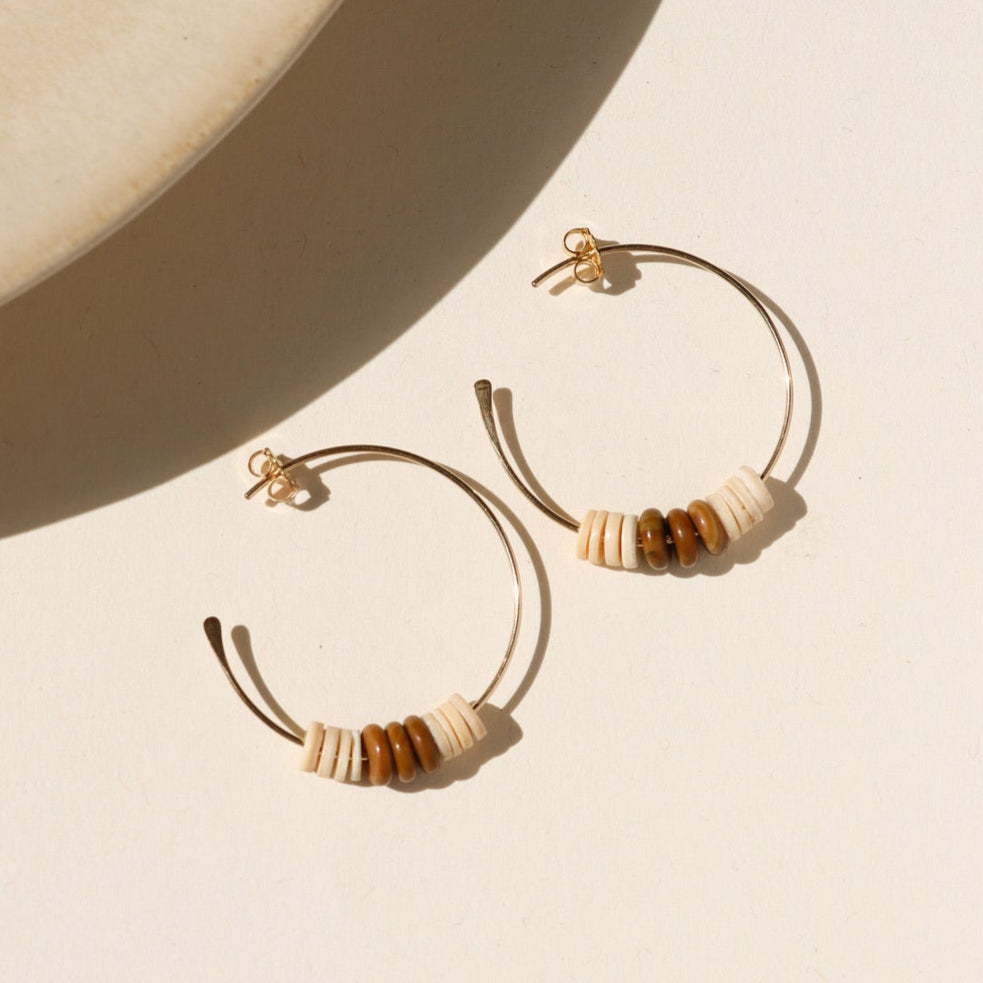 Yellow Jasper Gemstone hoops, available in 14k gold fill or sterling silver