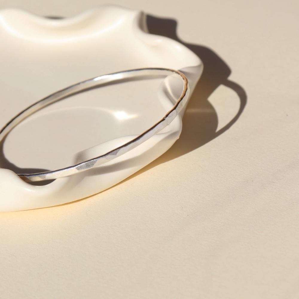 Sterling Silver Hammered Bangle