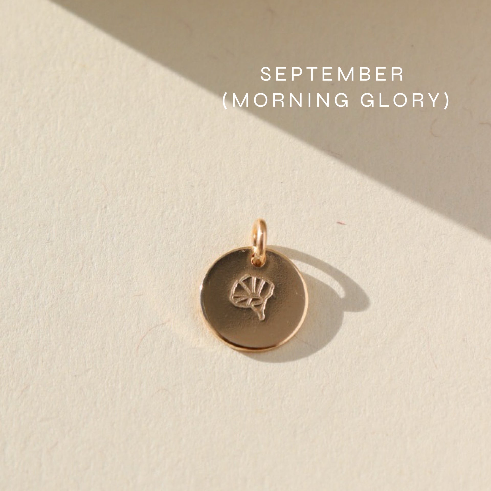 Birth Flower Charm Mother's Day Gifts, Personalized Jewelry, Handmade Jewelry, Gold coin that features a flower stamped by Token Jewelry in Eau Claire, WI