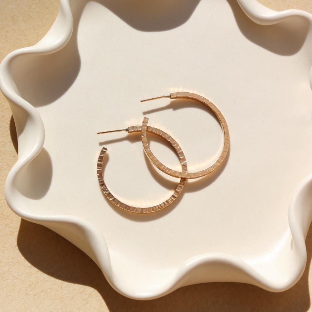 petite maeve hoops in 14k gold fill by token jewelry
