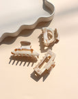 Marbled Ivory Hair Claw Clips