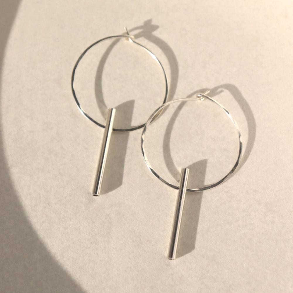 token jewelry tunnel hoops in 925 sterling silver
