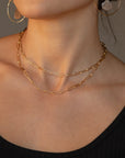 Model wearing 14k gold fill Chain Link choker.