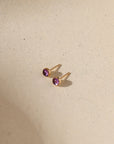 14k gold fill 4mm bezel ear stud with amethyst stone