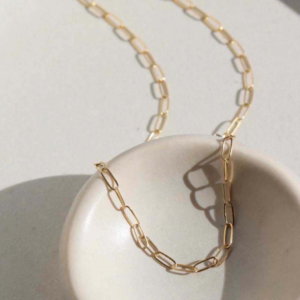 gold chain delicate chain cosette chain small paperclip chain Token Jewelry layered chains - Token Jewelry - Eau Claire Jewelry Store - Local Jewelry - Jewelry Gift - Women's Fashion - Handmade jewelry - Sterling Silver Jewelry - Gold filled jewelry - Jewelry store near me