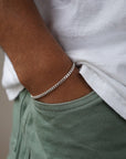 Model wearing 925 sterling silver mens Carter bracelet