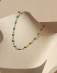 14k gold fill chain with emerald enamel links