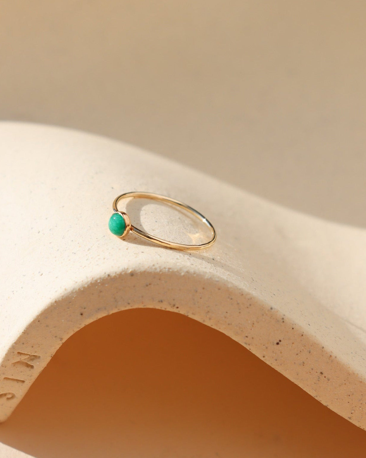 14k gold fill ring with 4mm emerald stone