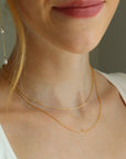 Two Layered simple chains with a pearl backdrop. Wedding Jewelry. Classic and Modern. Sterling Silver or 14k Gold Fill. Token Jewelry, handmade, hypoallergenic and waterproof.