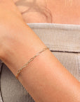 Model wearing 14k gold fill Clara bracelet