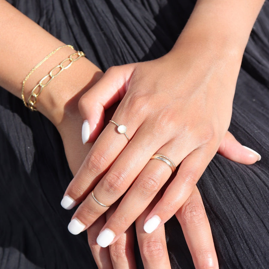 Model wearing 14k gold fill Midi Ring