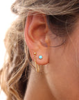 Model wearing 14k gold fill La Mer Studs