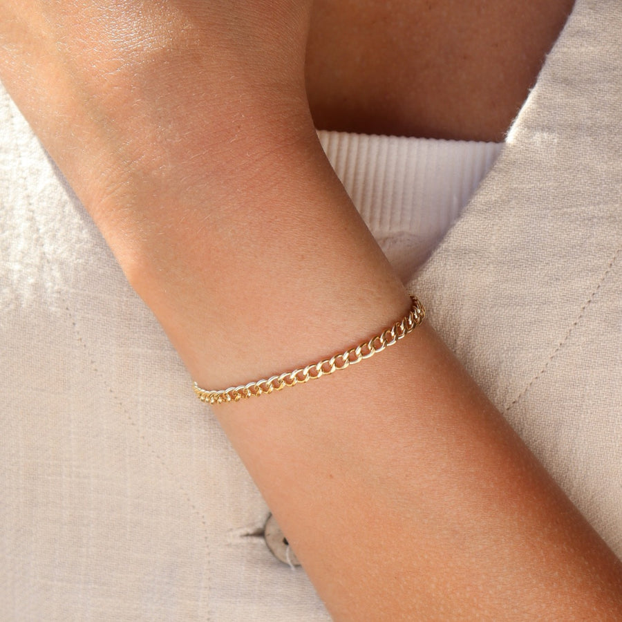 Model wearing 14k gold fill Demi Alexandra Bracelet.