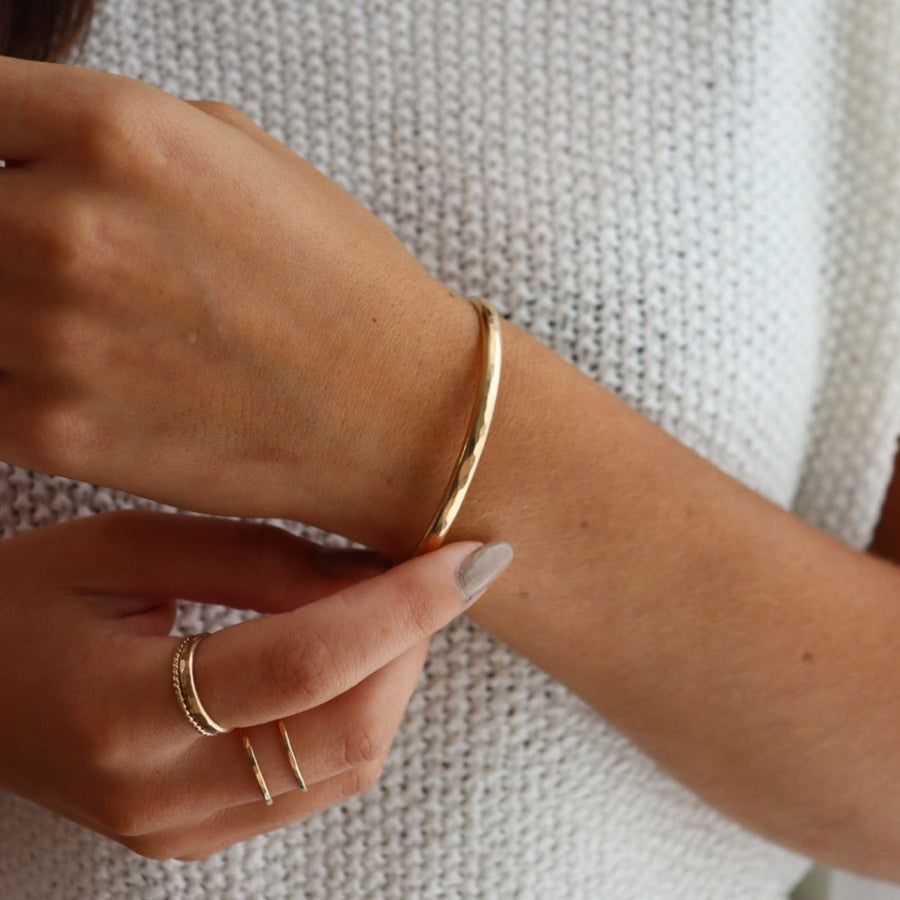 Hammered Cuff - Token Jewelry  Sterling Silver or 14k Gold Fill. Token Jewelry, handmade, hypoallergenic and waterproof.