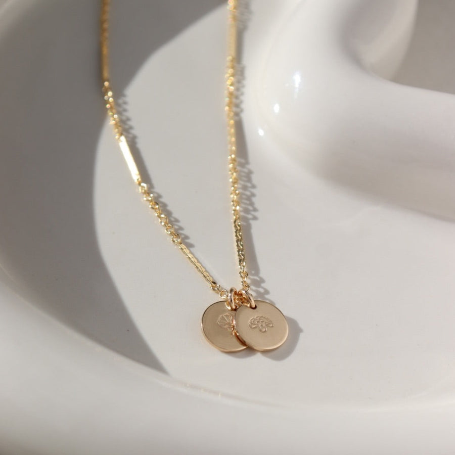 14k gold fill Birth Flower Necklace. Handmade in Eau Claire Wisconsin.