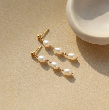 Trillium Pearl Drop Earrings