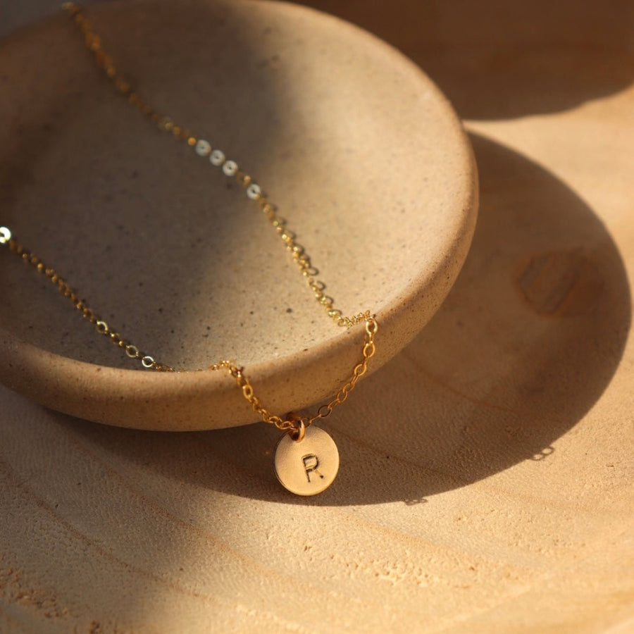 Small Monogram Disc Necklace (3/8")