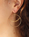 hammered hoops with Gigi chain accent, handmade by Token Jewelry in Eau Claire, Wisconsin