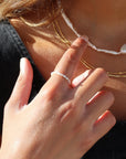 Model wearing Margot Pearl Ring