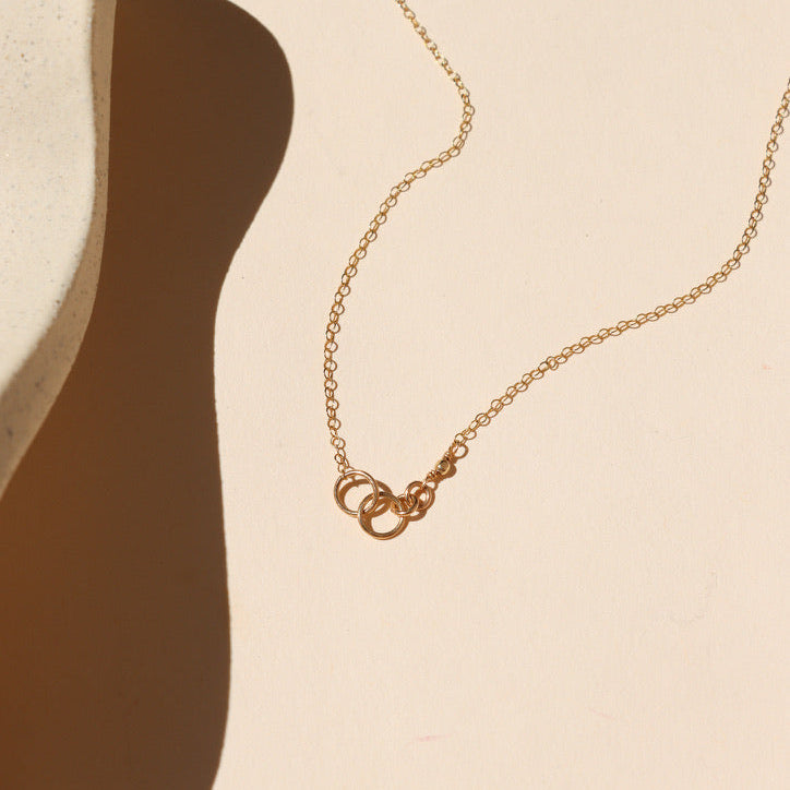 14k gold fill delicate chain necklace with jump rings and beads