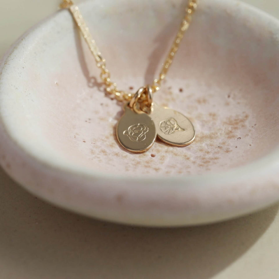 14k gold fill Birth Flower Necklace. Handmade in Eau Claire Wisconsin.