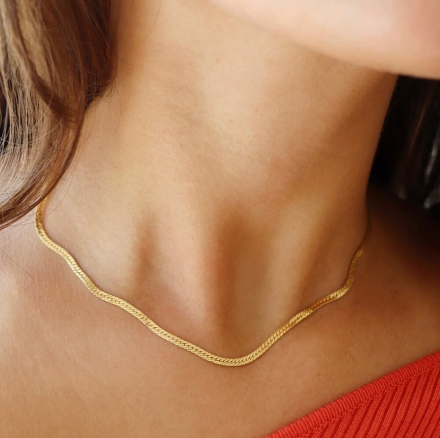 Bold Herringbone chain in 14k gold fill with lobster clasp, Luxe Chain - Token jewelry in Eau Claire, WI