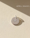 Birth Flower Charm Mother's Day Gifts, Personalized Jewelry, Handmade Jewelry, Gold coin that features a flower stamped by Token Jewelry in Eau Claire, WI