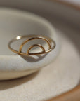 lightly hammered two arc rainbow shape ring band - 14k gold fill or sterling silver - handmade in our local studio in Eau Claire, WI - Token Jewelry