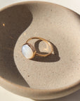 mother of pearl 10mm pearl bezel in gold fill or sterling silver ring, locally hand made in our Eau Claire, WI studio, Token Jewelry