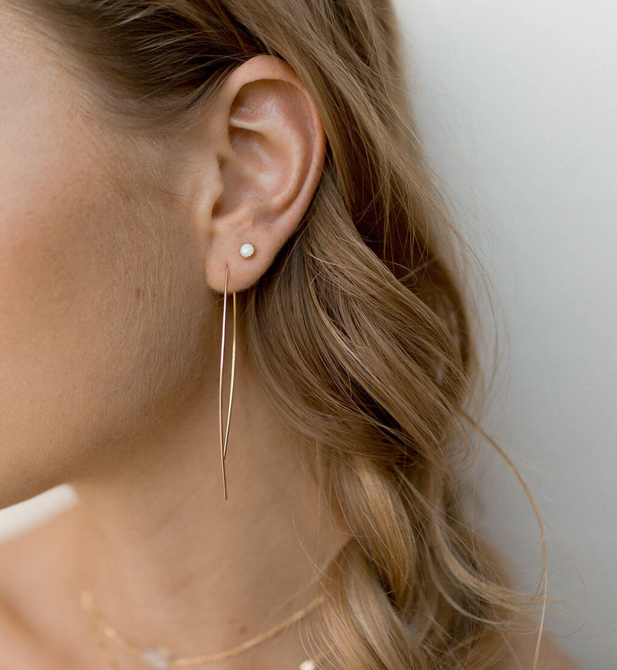 Model wearing Opal Studs - Token Jewelry