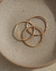 two stacking bands one spiral band all connected to each other in one - trio ring - stacking bands - fidget ring - 14k gold fill or sterling silver - locally handmade in our studio in Eau Claire, WI - Token Jewelry